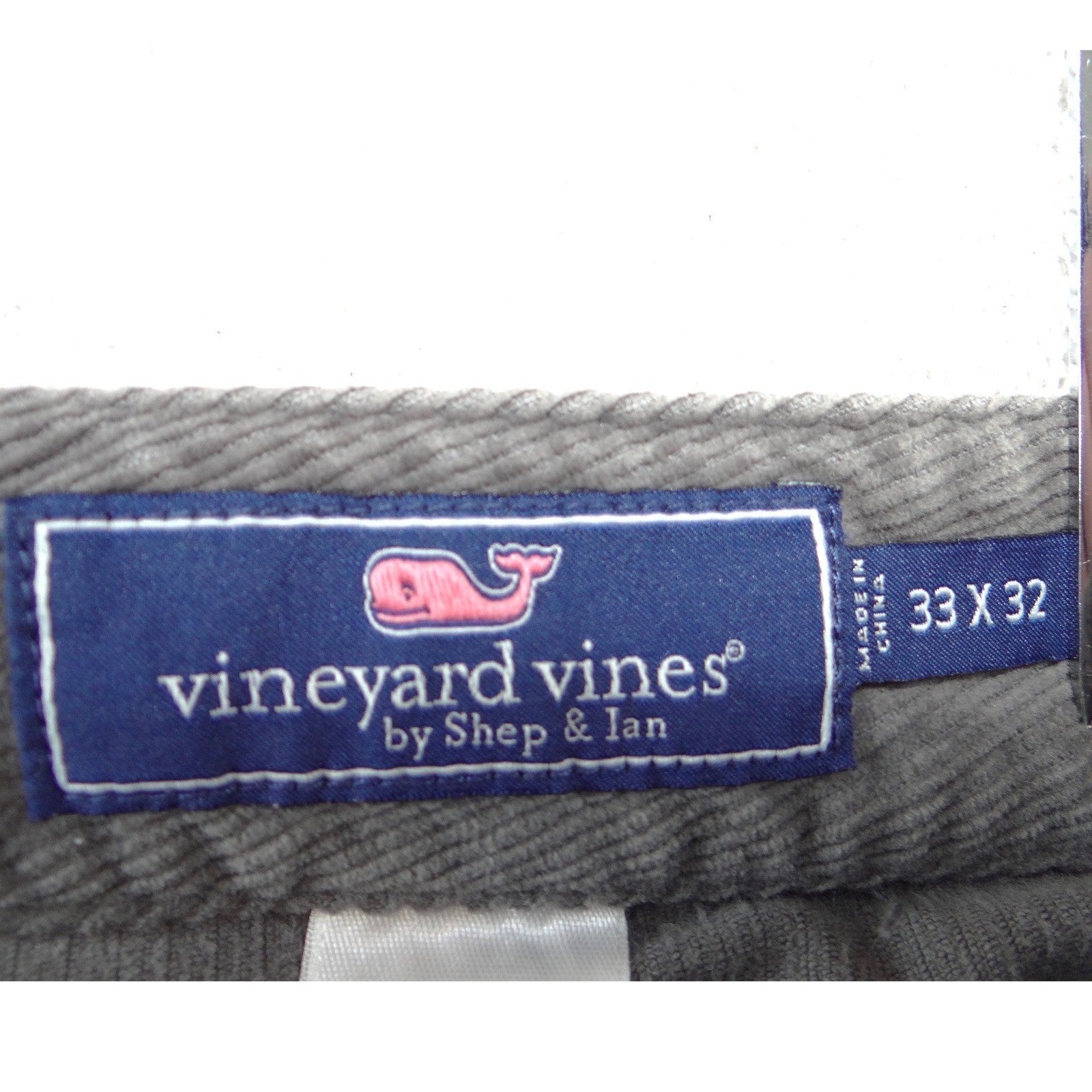 Vineyard Vines Mens Gray Corduroy Straight Leg Pants 33x32 Grey 5-Pocket