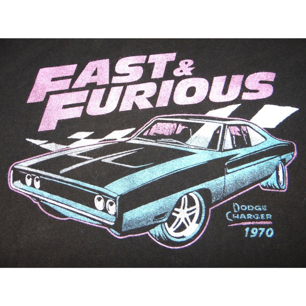 Fast & Furious Mens XL Black 1970 Dodge Charger Graphic T-Shirt Short Sleeve