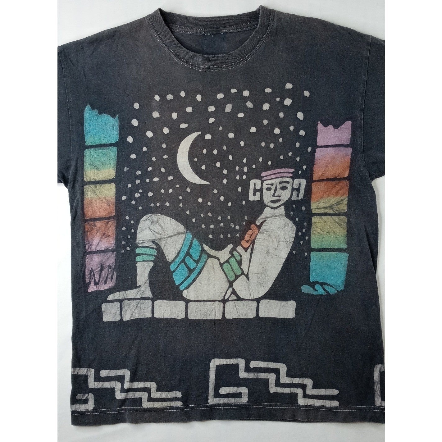 Rare M&O Gold Vintage Graphic T Shirt Aztec Celestial Night Sky Print M&O Gold