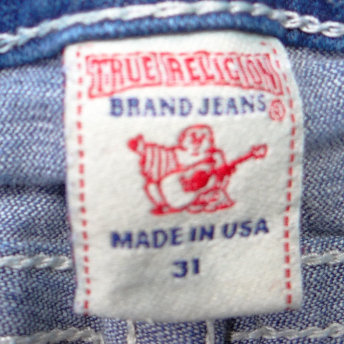 True Religion Joey Bootcut Jeans Womens 31 Medium Wash Blue Made in USA Y2K Low
