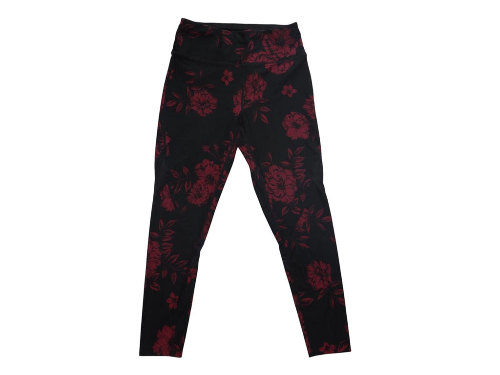 DK Active Floral Print Leggings - Black & Burgundy