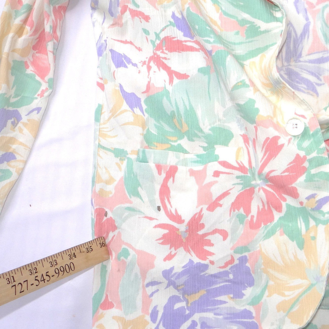 Alfred Dunner Vintage Floral Blazer Pastel Tropical Single Button Made in USA 12