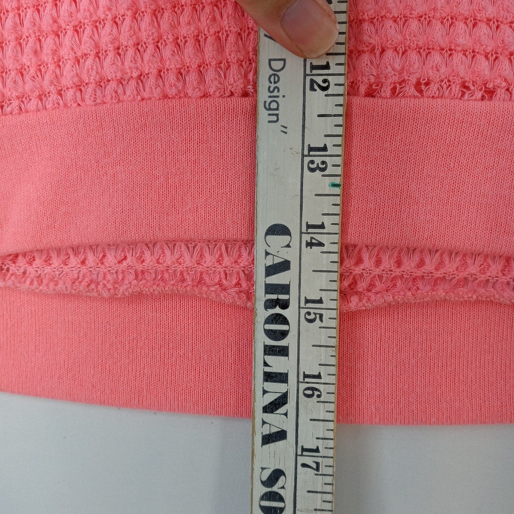 Blushed Coral Pink Waffle Knit Cropped Sweater Size L