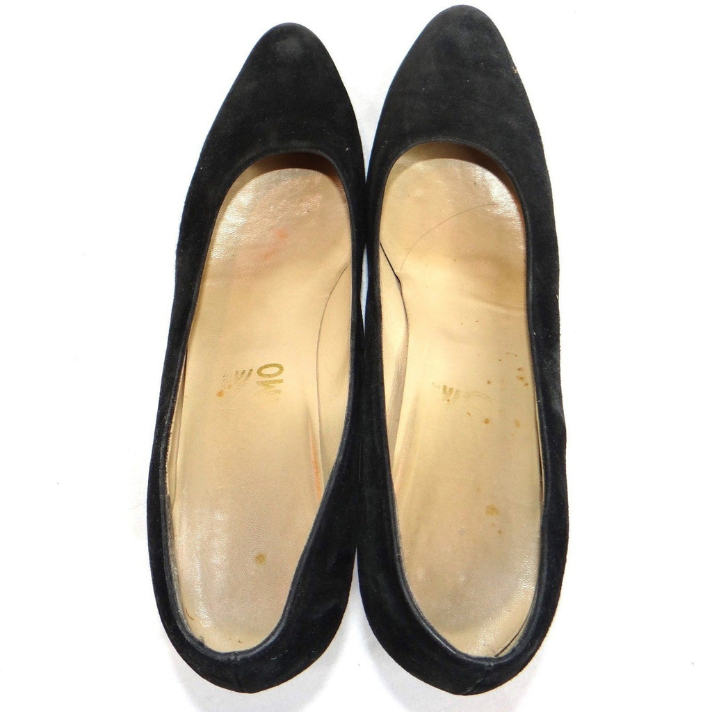 Black Suede Pumps Classic Pointed Toe High Heel Shoes Size 9AA