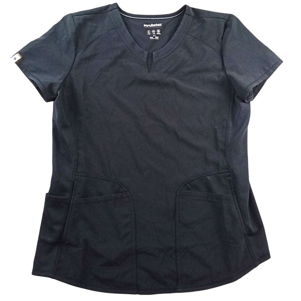 Scrubstar Premium Scrubwear Womens Black V-Neck Scrub Top Medium 4-Way Stretch