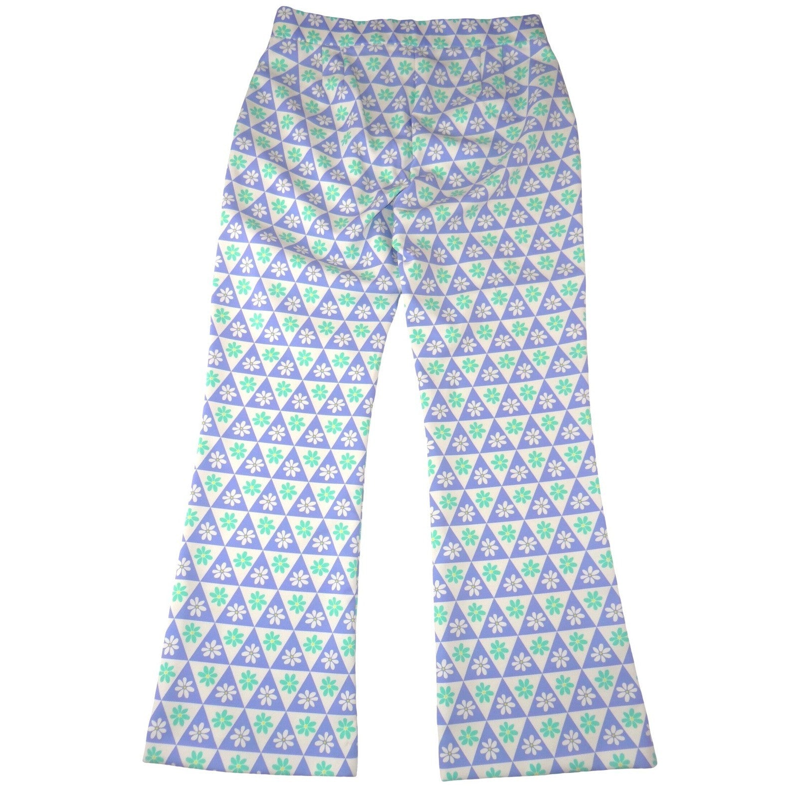Zara Purple Floral Geometric Flare Leg High Rise Retro Pants Womens Size M