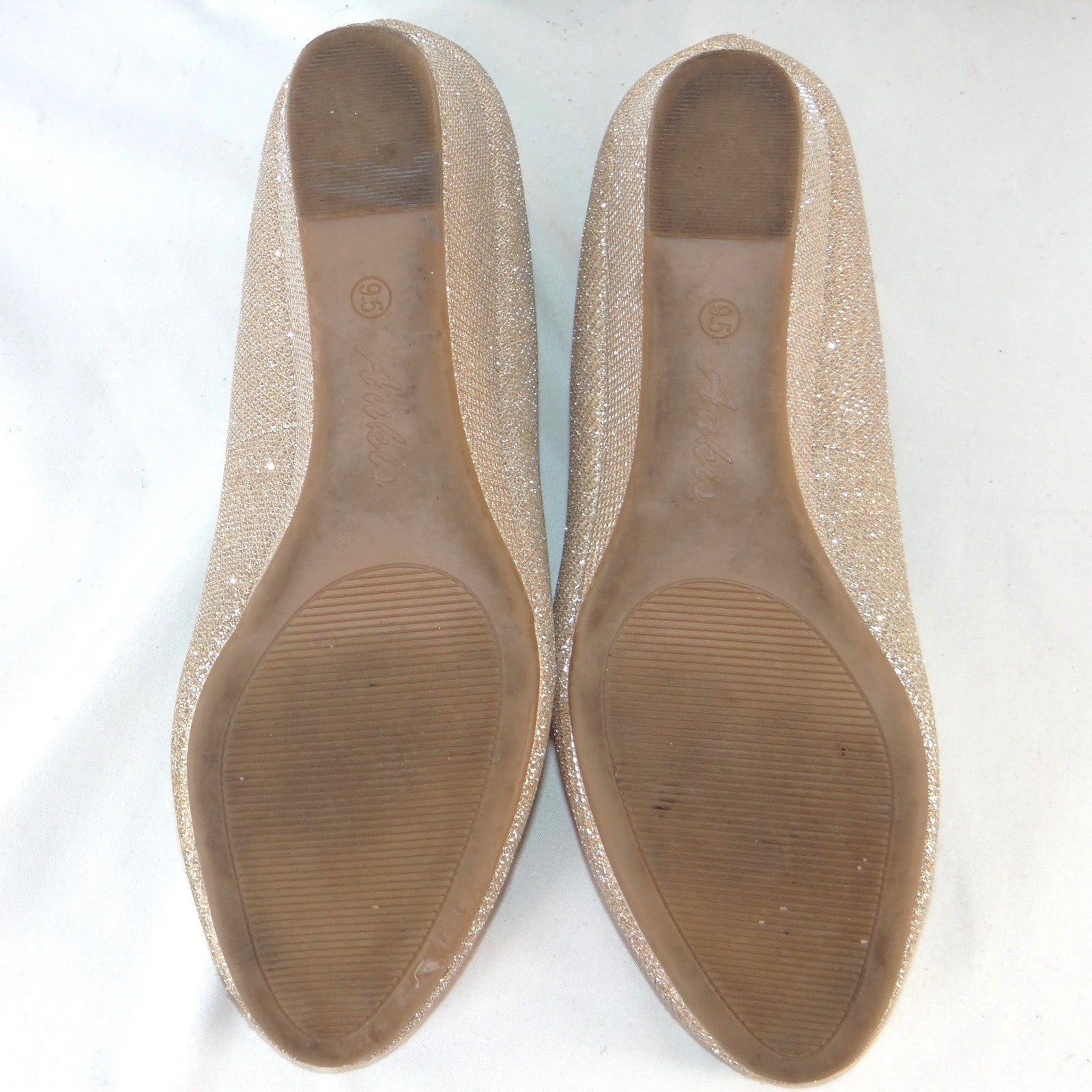 Ankis Womens Gold Glitter Wedge Pumps Round Toe Shimmer Formal Shoes Size 9.5