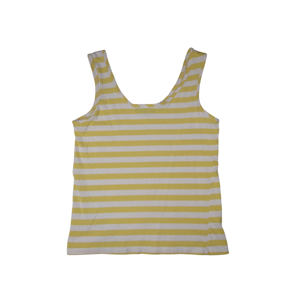 Y2K Carrington Club Yellow White Striped Tank Top Women Casual Sleeveless