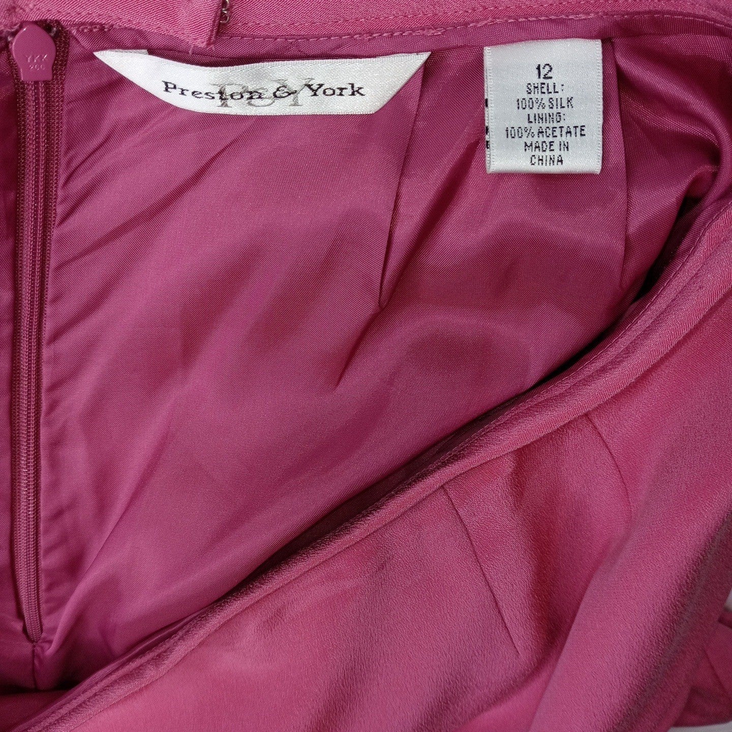 VTG Preston & York Silk Pink Blazer Skirt Suit Womens 12 Short Sleeve Tailored