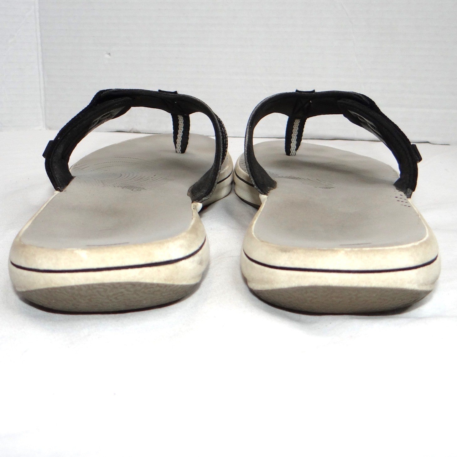 Clarks Womens Flip Flop Sandals Black White Comfort Thong Size 10