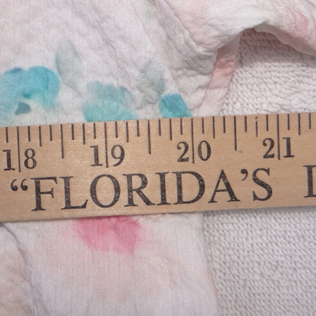 VTG Floral Peter Pan Collar Blouse Short Sleeve Pastel Watercolor Textured Top L