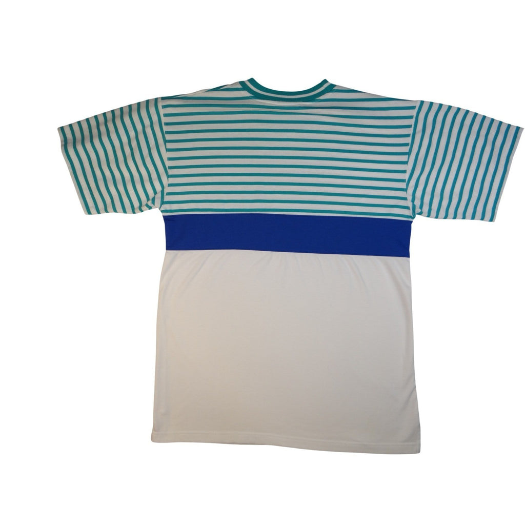 Vintage Custom Club International Sailboat Graphic Stripe T Shirt Mens Large