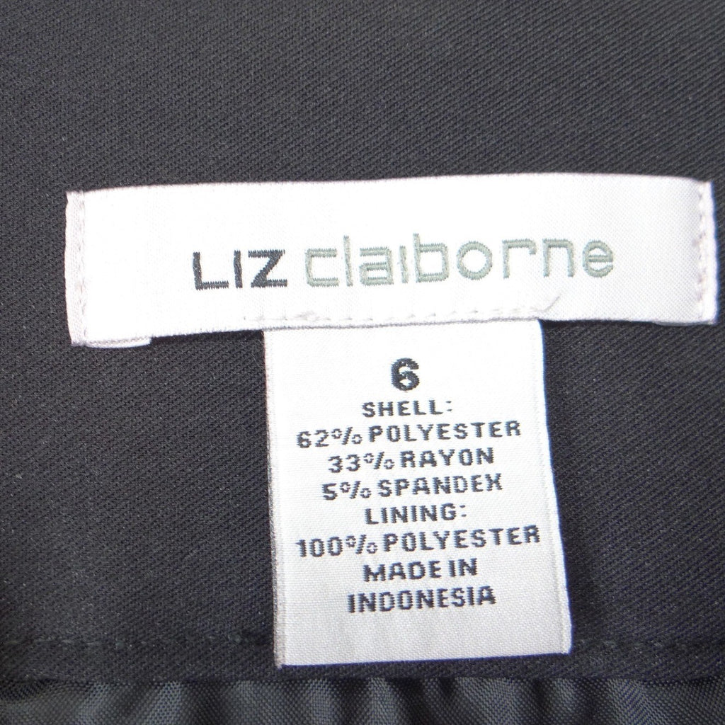Liz Claiborne Womens Black Stretch Pencil Skirt Size 6 Lined Back Vent Career