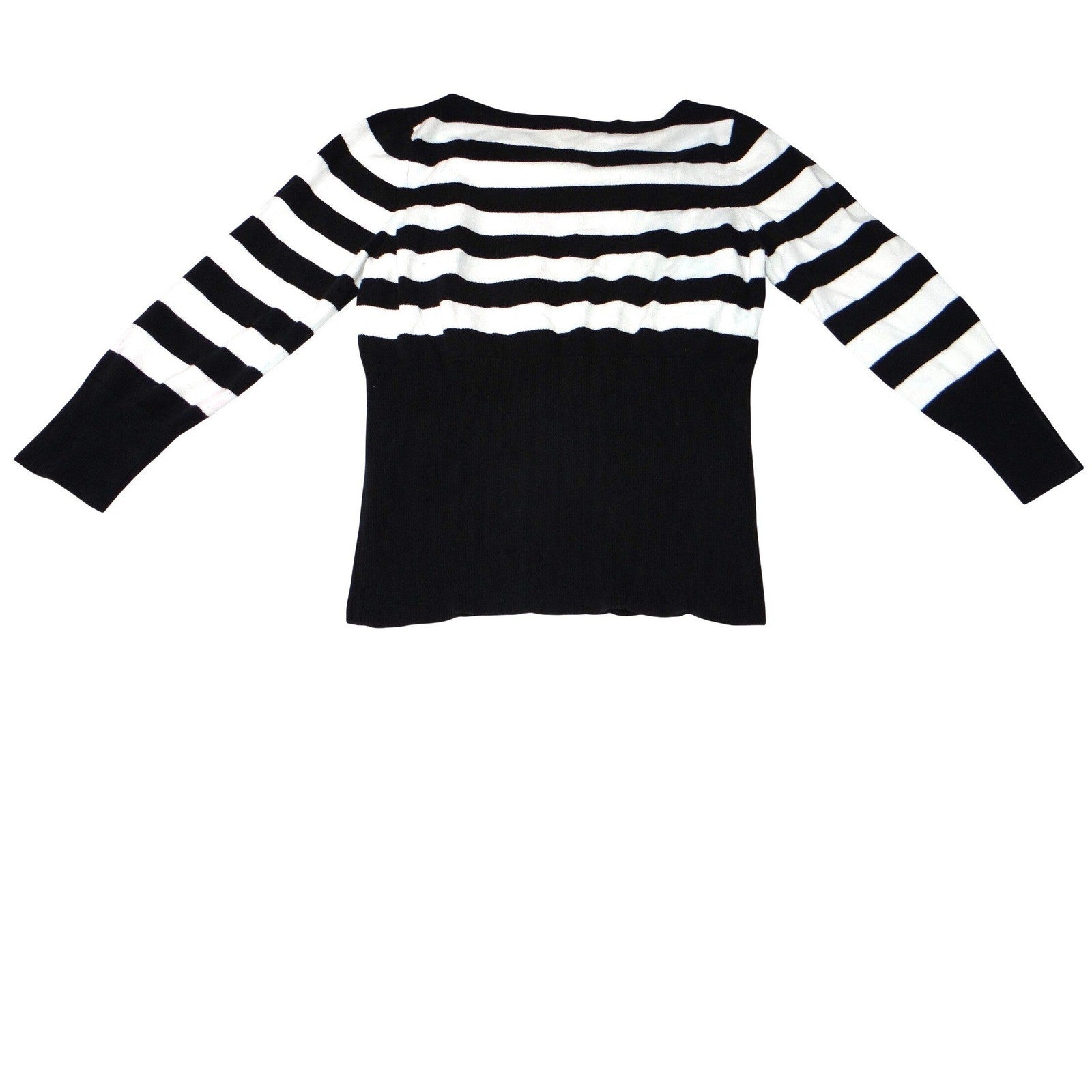GEORGE ME Designs by Mark Eisen B&W Striped Long Sleeve Sweater Top Womens L