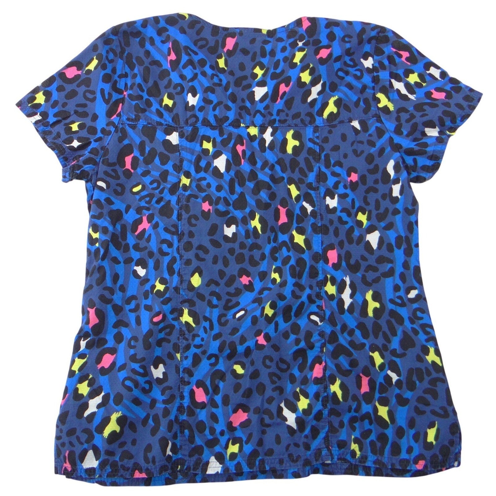 Heartsoul Wiki Neon Leopard Print Scrub Top Blue Pink Yellow Womens Medium