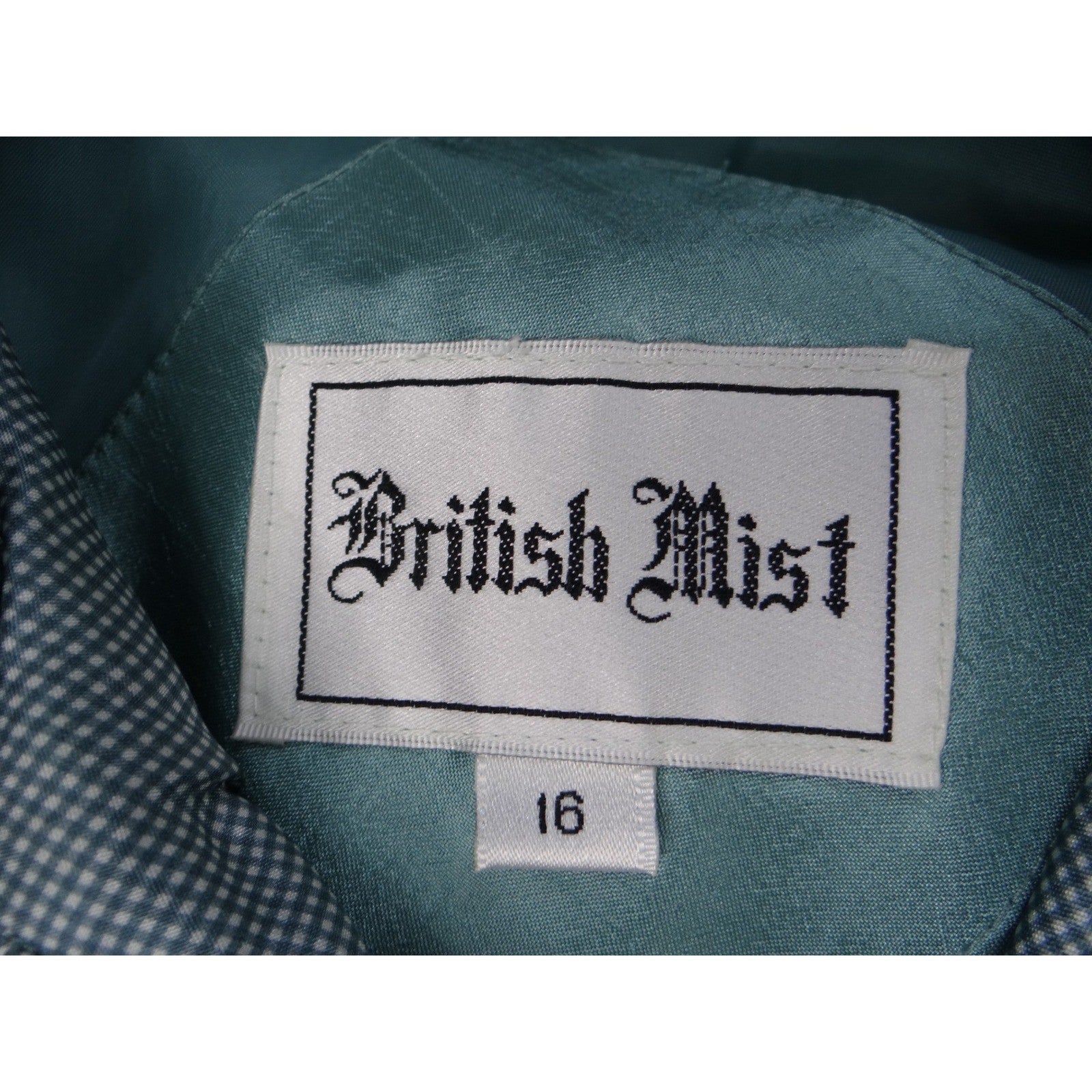 Vintage British Mist Teal Raincoat Women's Size 16 Trench Style Water Resistant