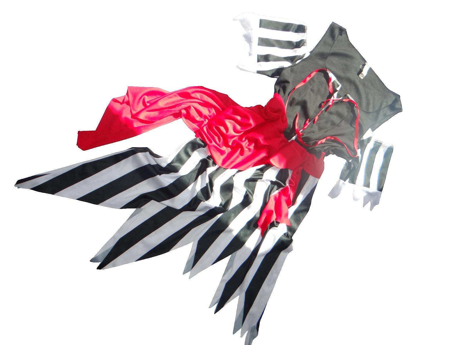 Women's Pirate Black, Red, and White Striped Costume Dress