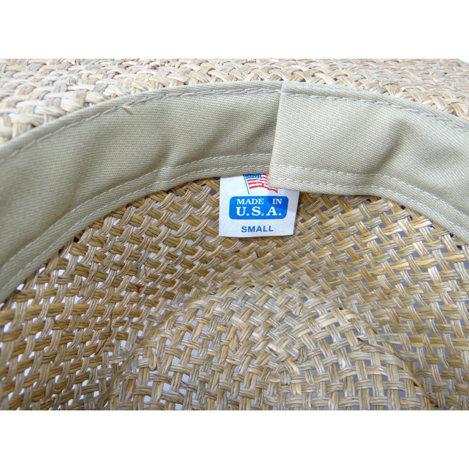 Womens Straw Cowboy Hat Woven Patterned Band Made in USA Small