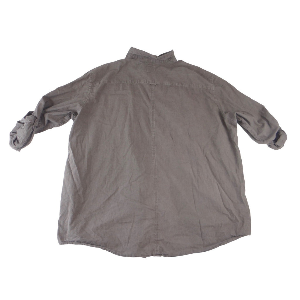 J.Ferrar Mens Charcoal Gray Brown Roll Tab Long Sleeve Button Down Shirt