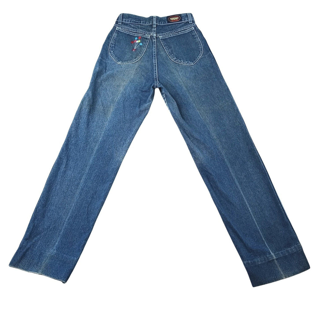 Vintage Denim Jeans High Waisted Bell Bottoms Women's Blue Wash