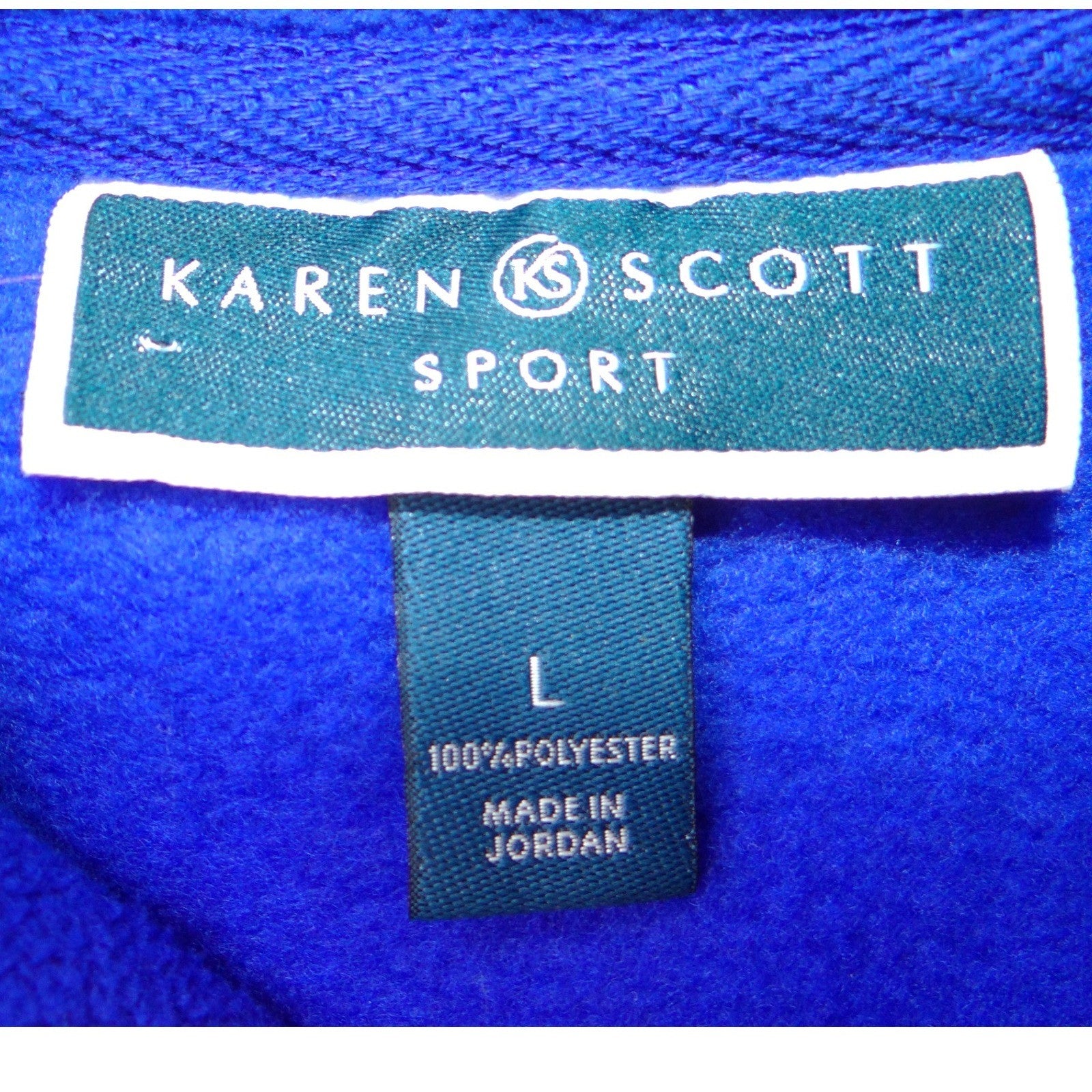 Karen Scott Sport Royal Blue Fleece Full Zip Mock Neck Jacket Womens Large