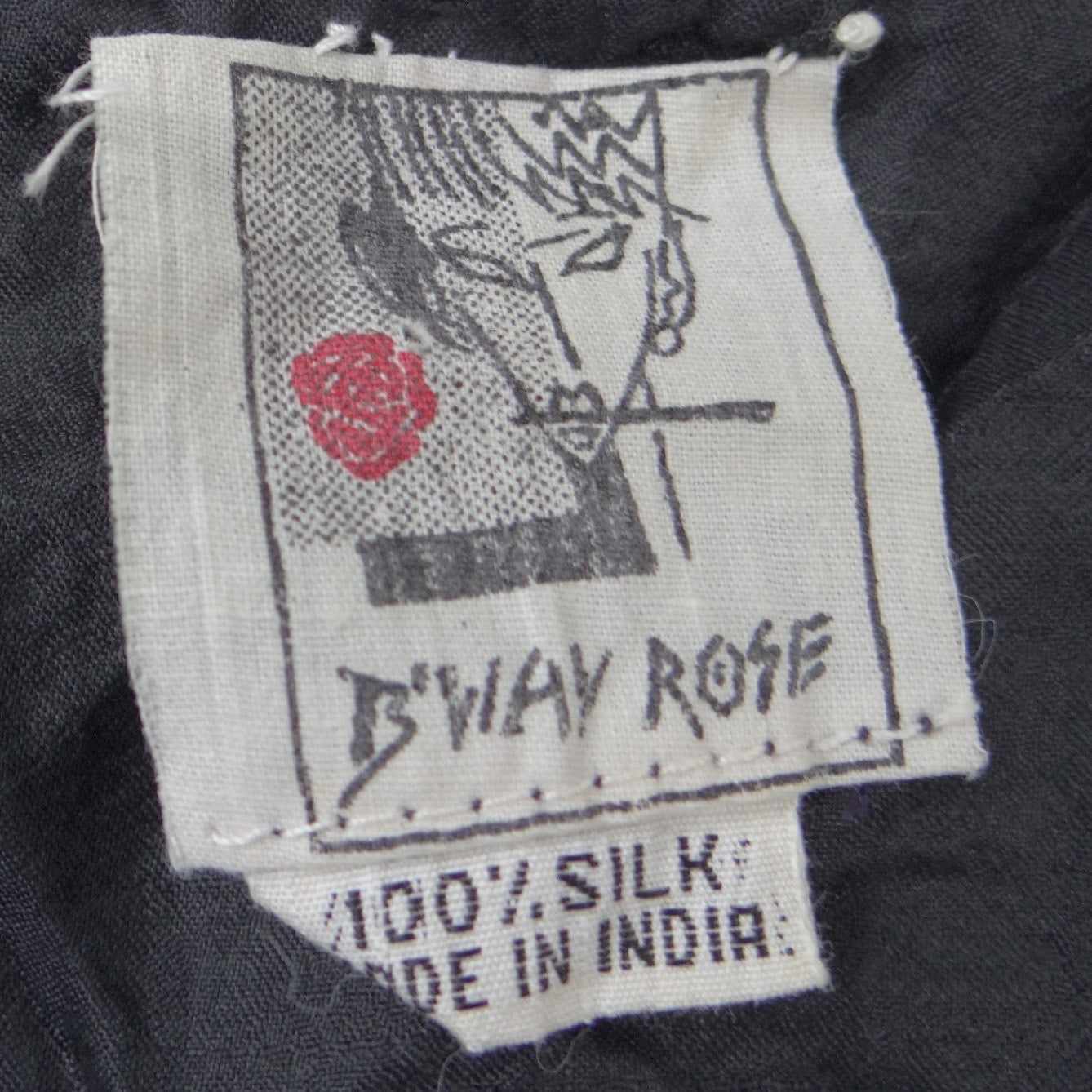 Vintage B'way Rose Vintage 100% Silk Beaded Sequin Vest Black Silver Chevron-ish
