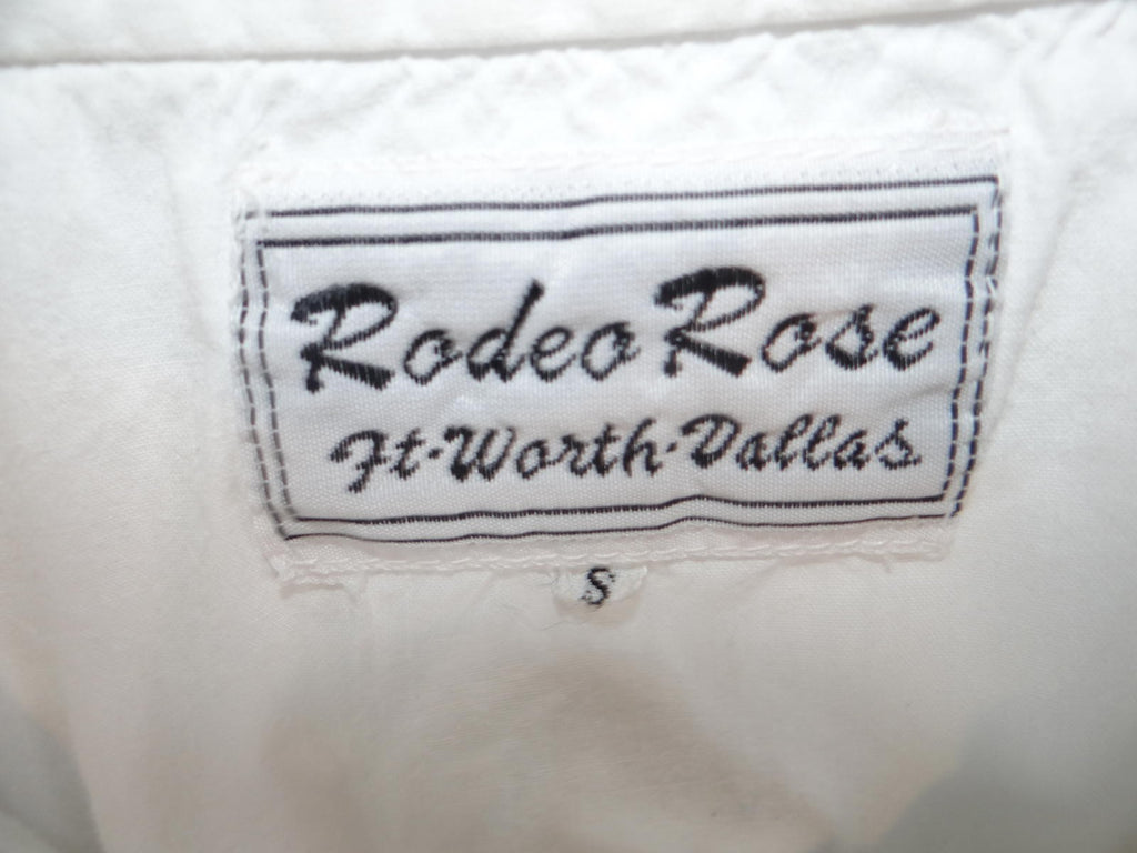 Vintage White Rodeo Rose Cowgirl Western Style Button Up Size Small