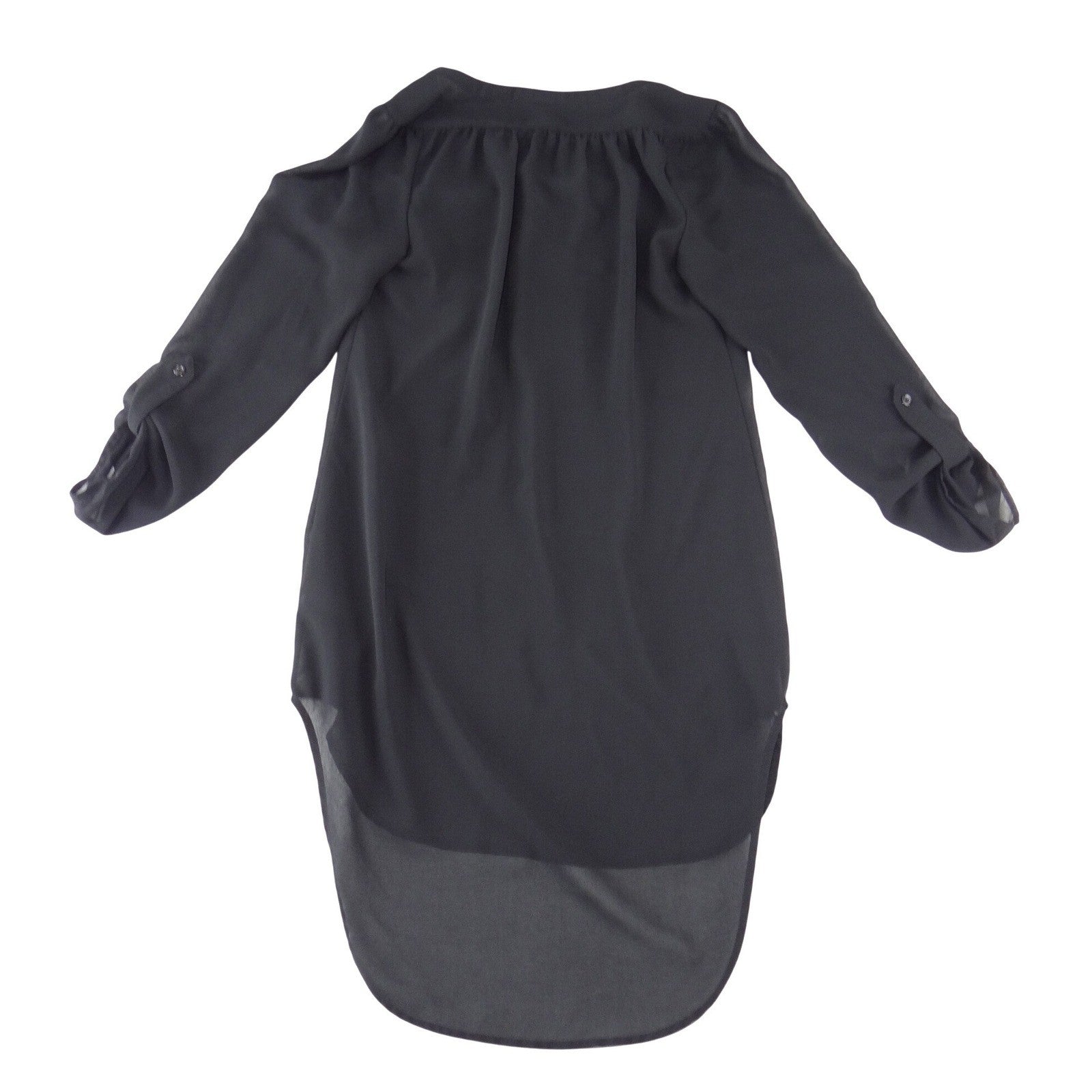 Mossimo Womens XS Black High Low Tunic Blouse Long Sleeve Split Neck Top