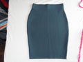Shinesdar Women's Teal Bodycon Midi Skirt-Forest Green