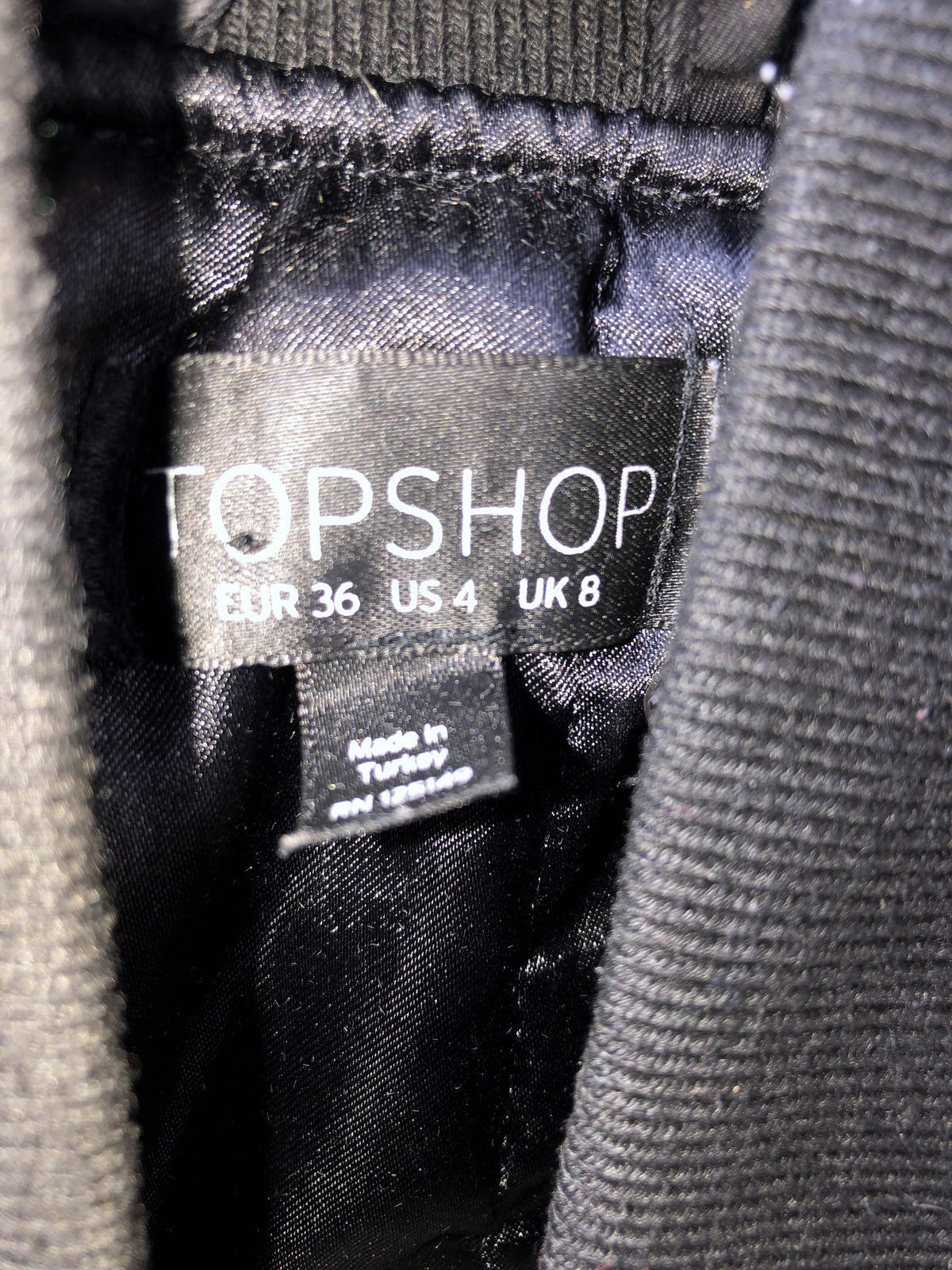 TOPSHOP Stylish Black Bomber Jacket with Patches