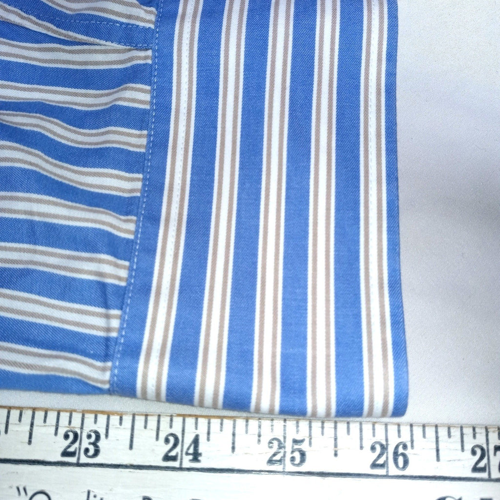 Michael Michael Kors Mens Blue Stripe Button Down Dress Shirt Size 17 34/35