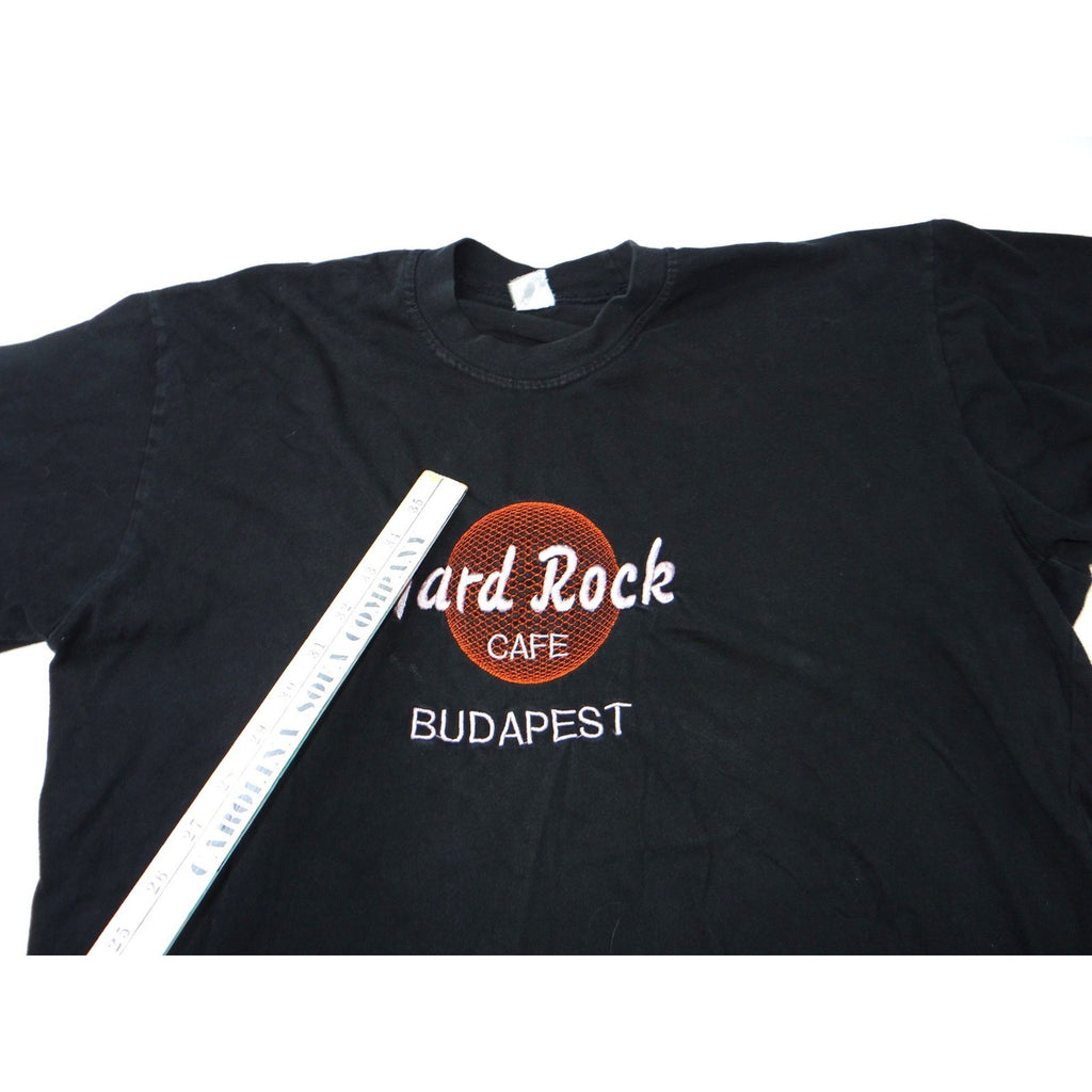 Hard Rock Cafe Budapest Black Embroidered T Shirt Mens XL