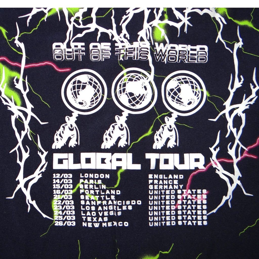 Collusion Mens Lightning Bolt Global Tour Graphic Short Sleeve Shirt Navy Small