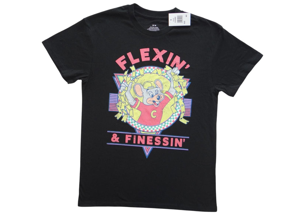 Black Graphic T-Shirt with Flexin' & Finessin' Design