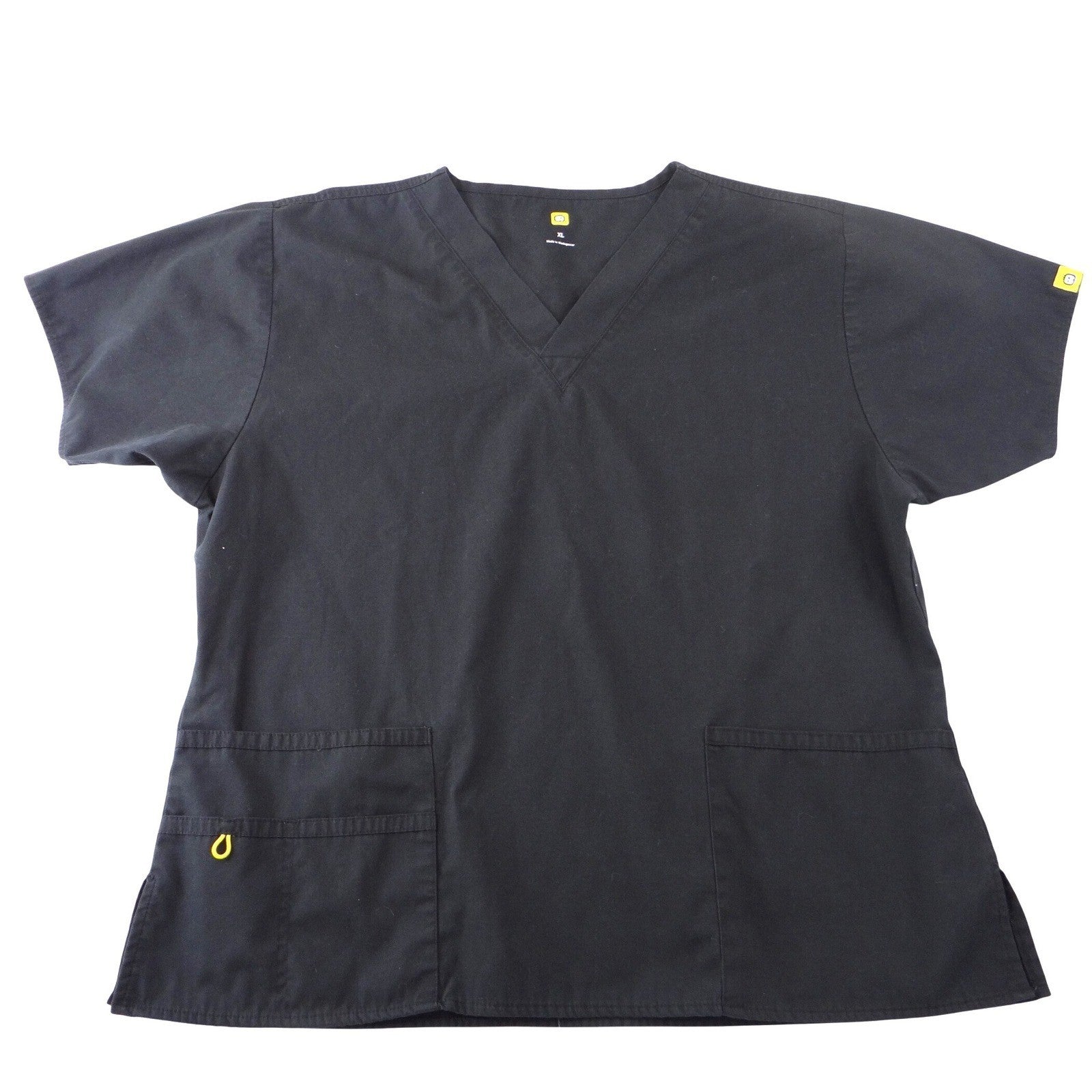 Koi Womens XL Black V-Neck Short Sleeve Medical Scrub Top Front Pockets