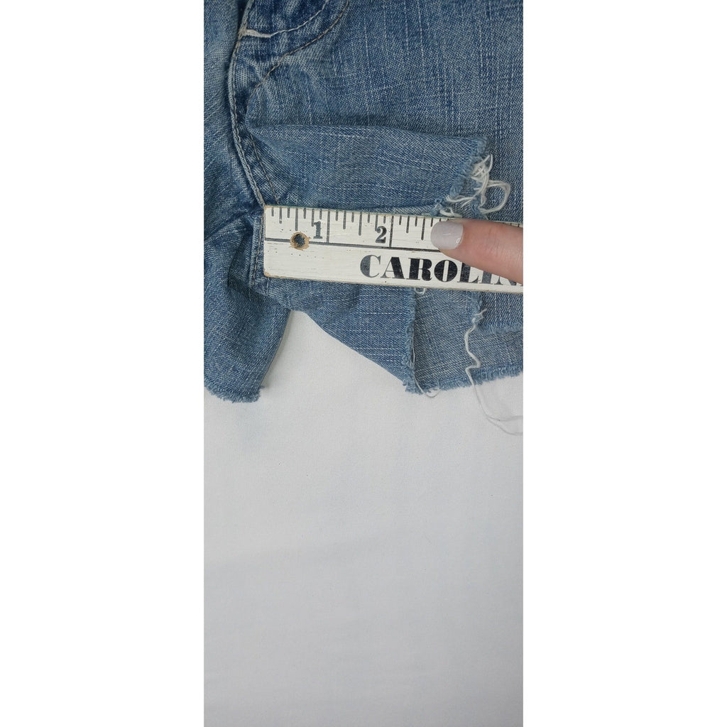 Youth Dickies Denim Cutoff Shorts Little Girls Size 10 Light Wash Frayed Hem