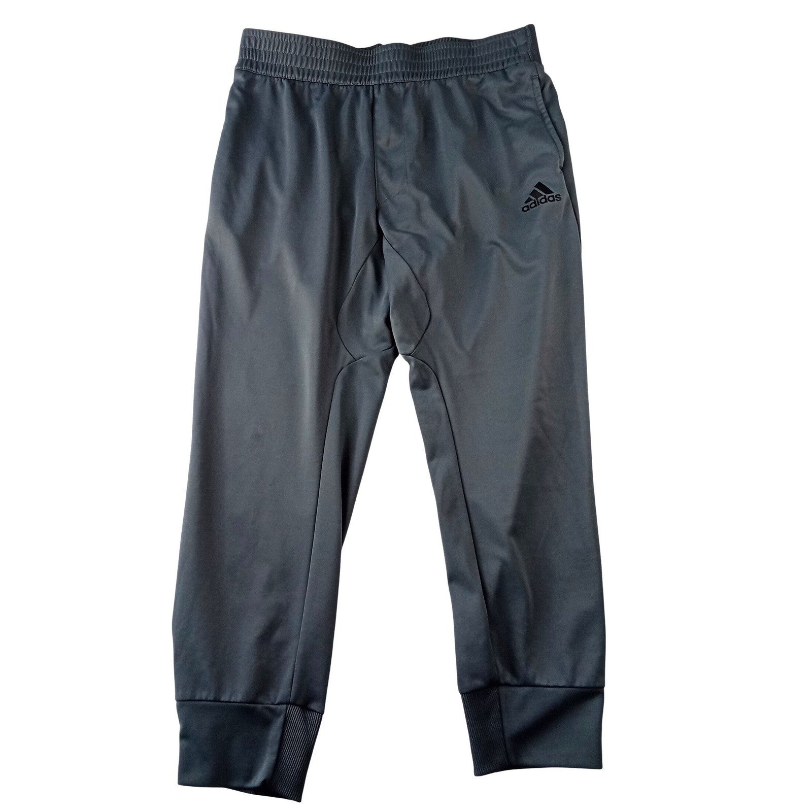 Adidas Mens Athletic Jogger Pants Gray Elastic Waist 3 Stripe Logo