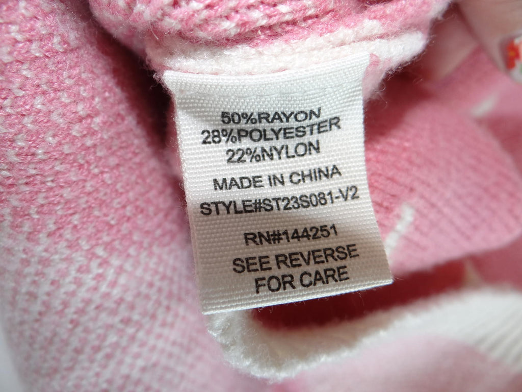 Moon & Madison Cropped Sweater - Pink Smiley Print, Size S