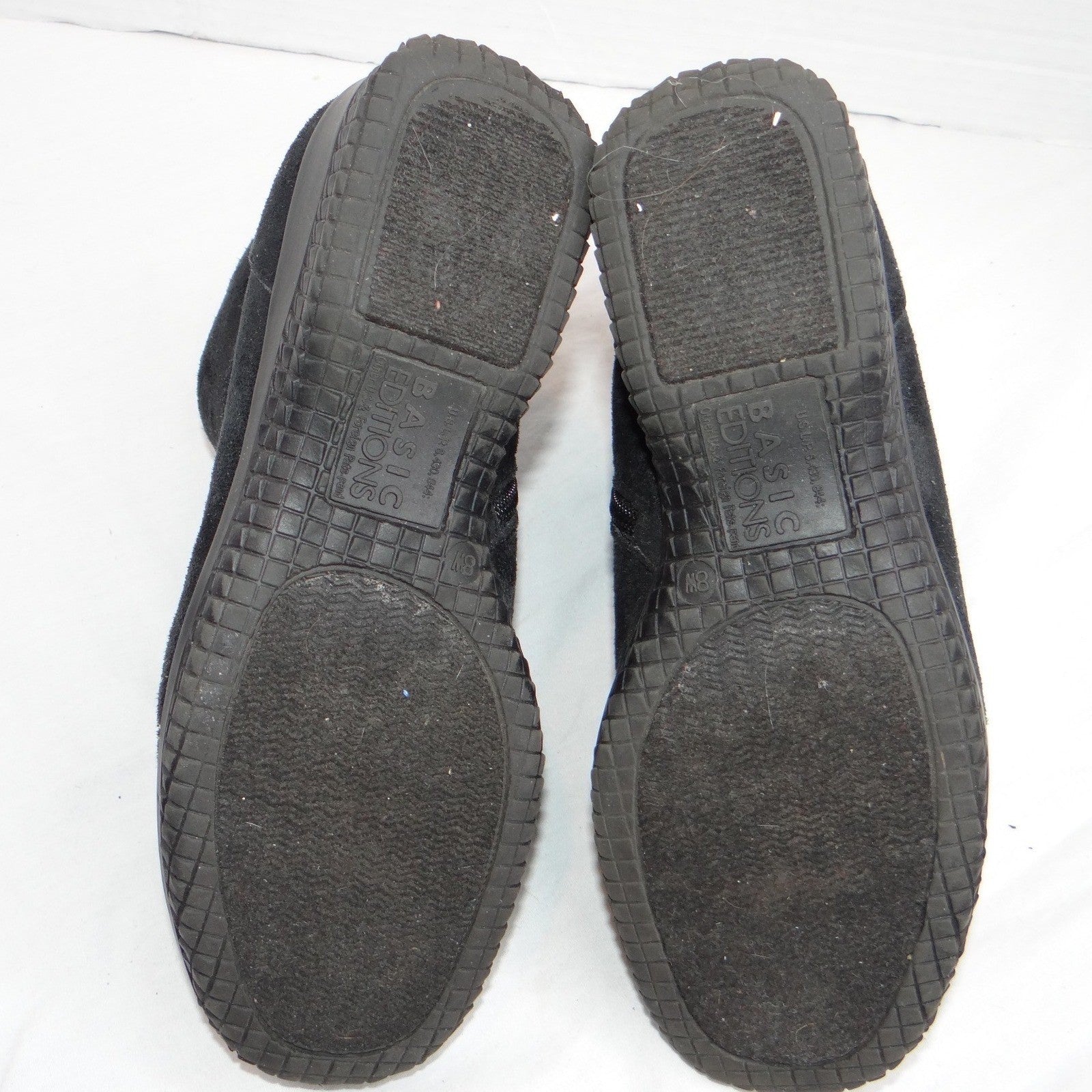 Basic Editions Women Black Suede Side Zip Ankle Boots Wide Width Size 8