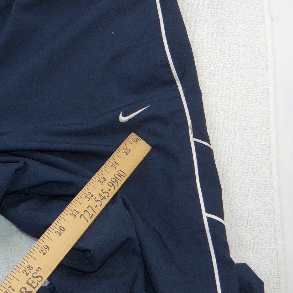 Nike Mens XL Track Pants Navy Blue Mesh Lined Side Zip Windbreaker Warmup