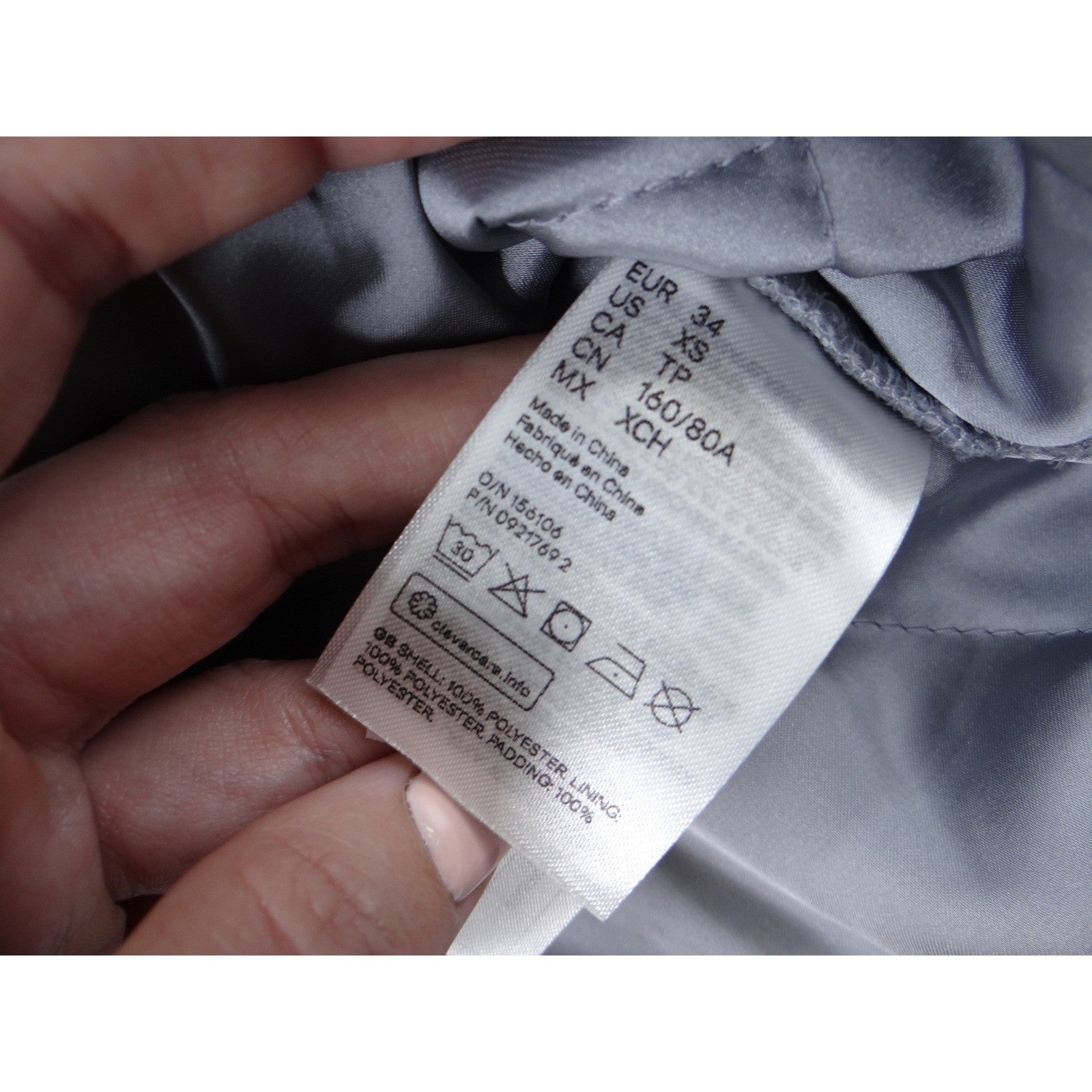 H&M Quilted Puff Sleeve Top Light Blue Gathered Waist Tie Back XS