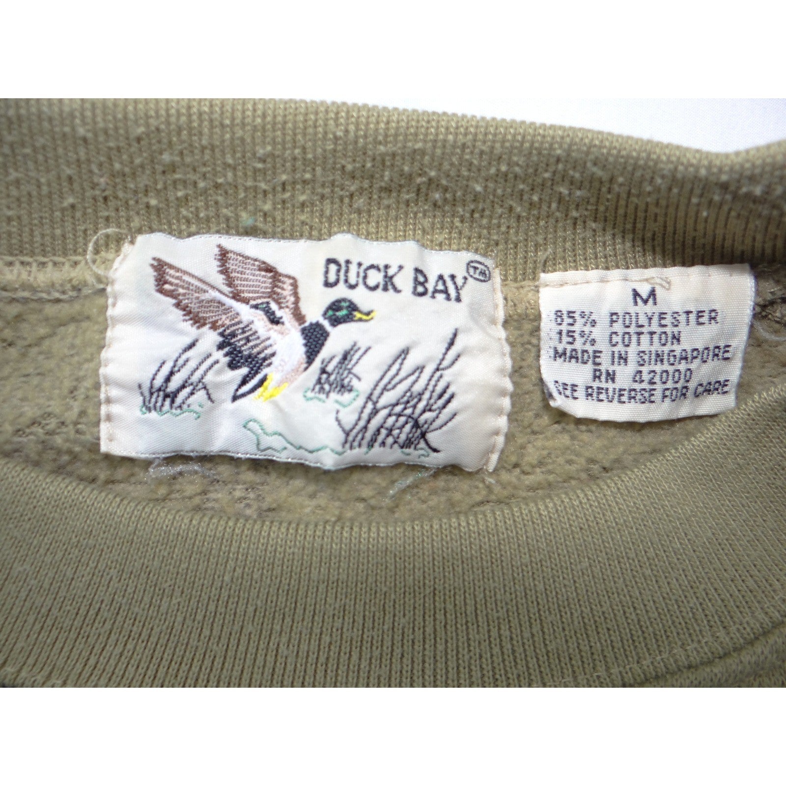 Vintage Duck Bay Camouflage Raglan Crewneck Sweatshirt Mens Medium Green Brown