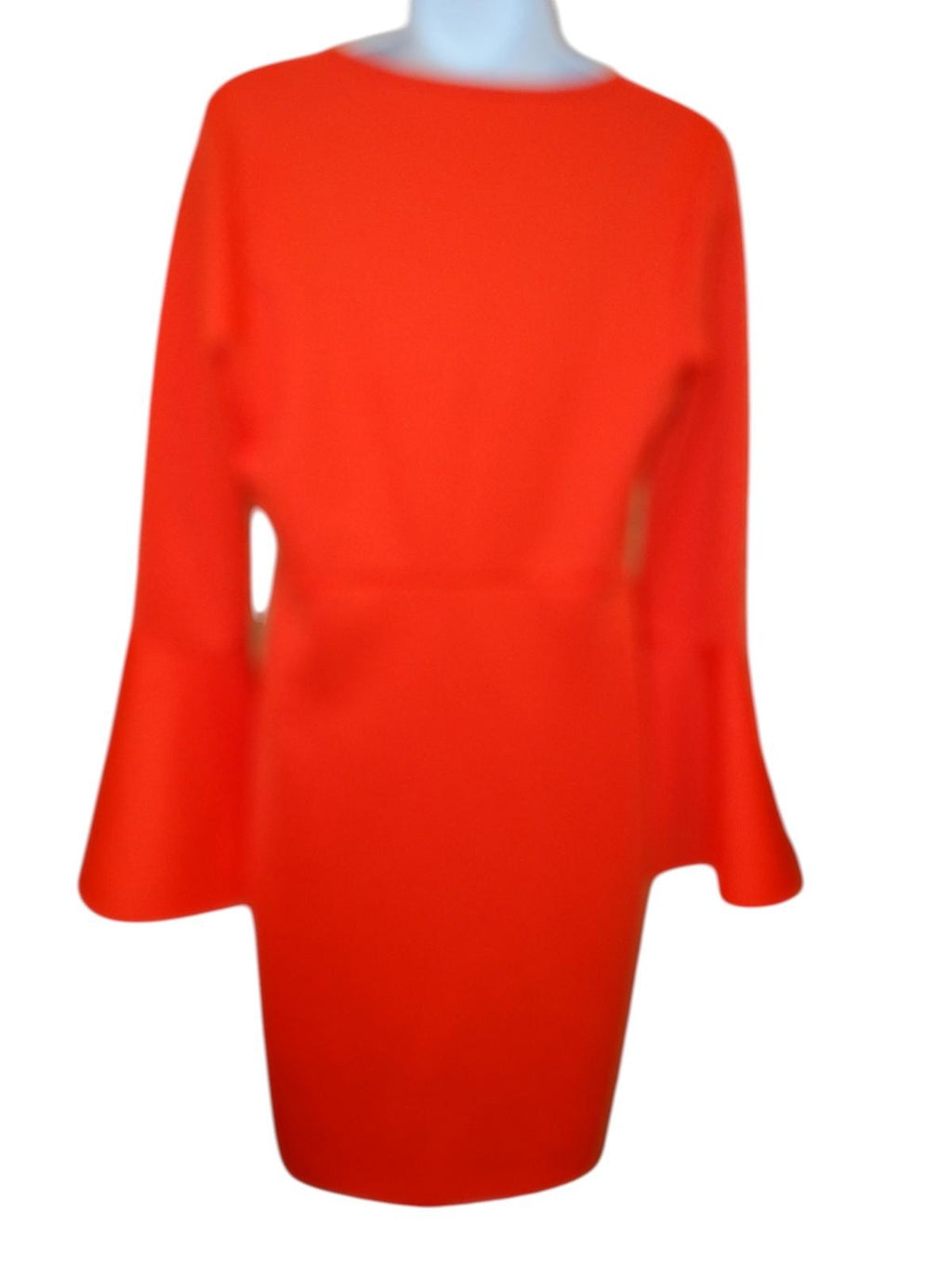 Stylish Bell Sleeve V-Neck Dress - Vibrant Orange