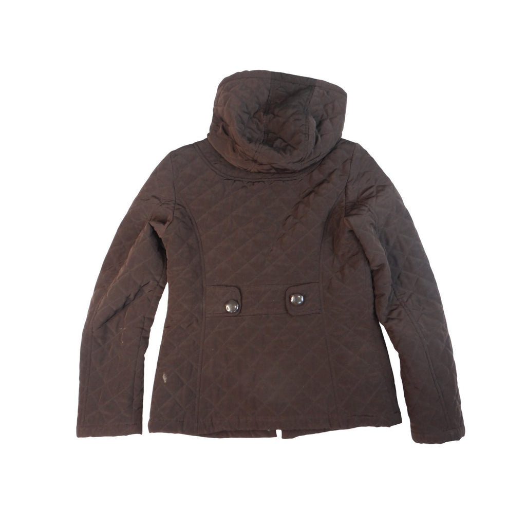 Esprit Quilted Hooded Toggle Jacket Brown Women's Size Medium Cozy Warm Winter