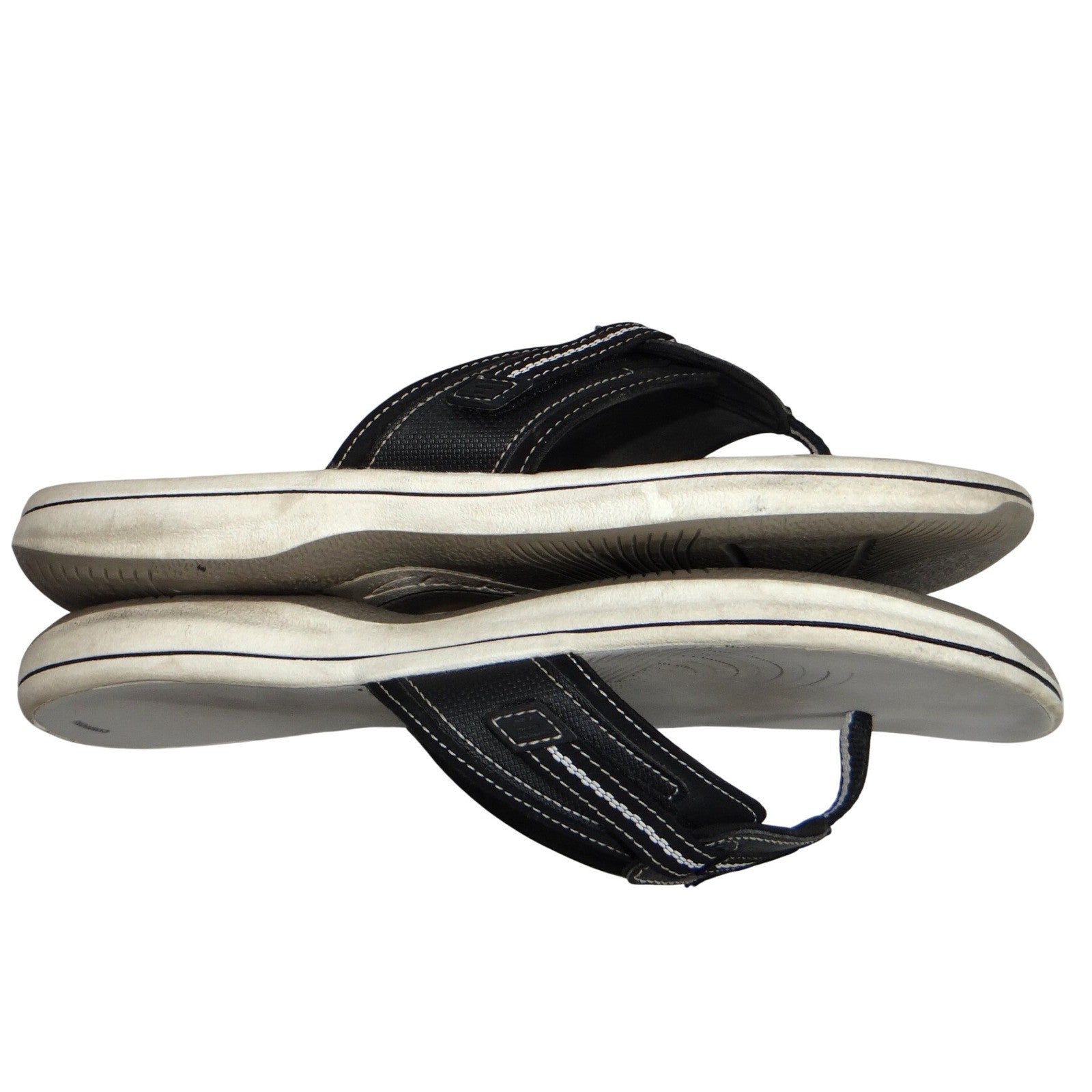 Clarks Womens Flip Flop Sandals Black White Comfort Thong Size 10