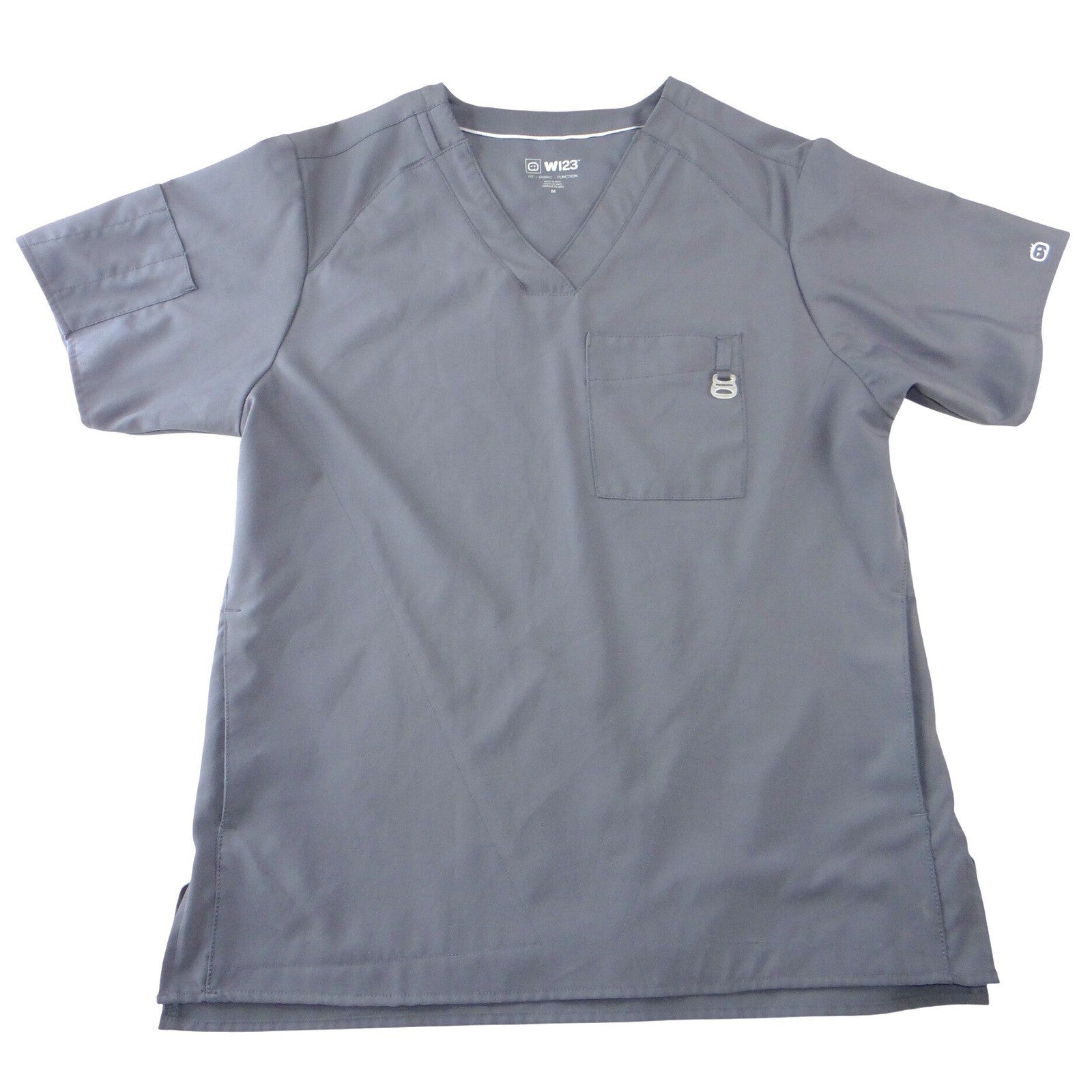 WonderWink Womens Charcoal Gray V-Neck Medical Scrub Top Size Medium