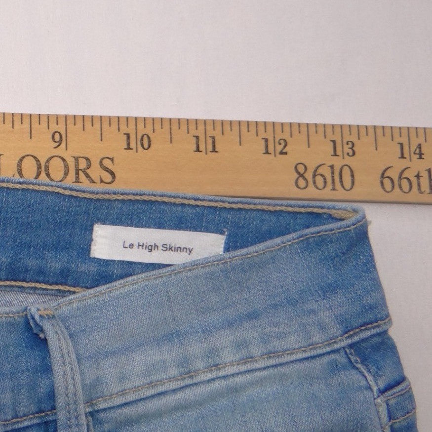 Frame Denim Le High Skinny Light Wash Frayed Hem Jeans Size 28