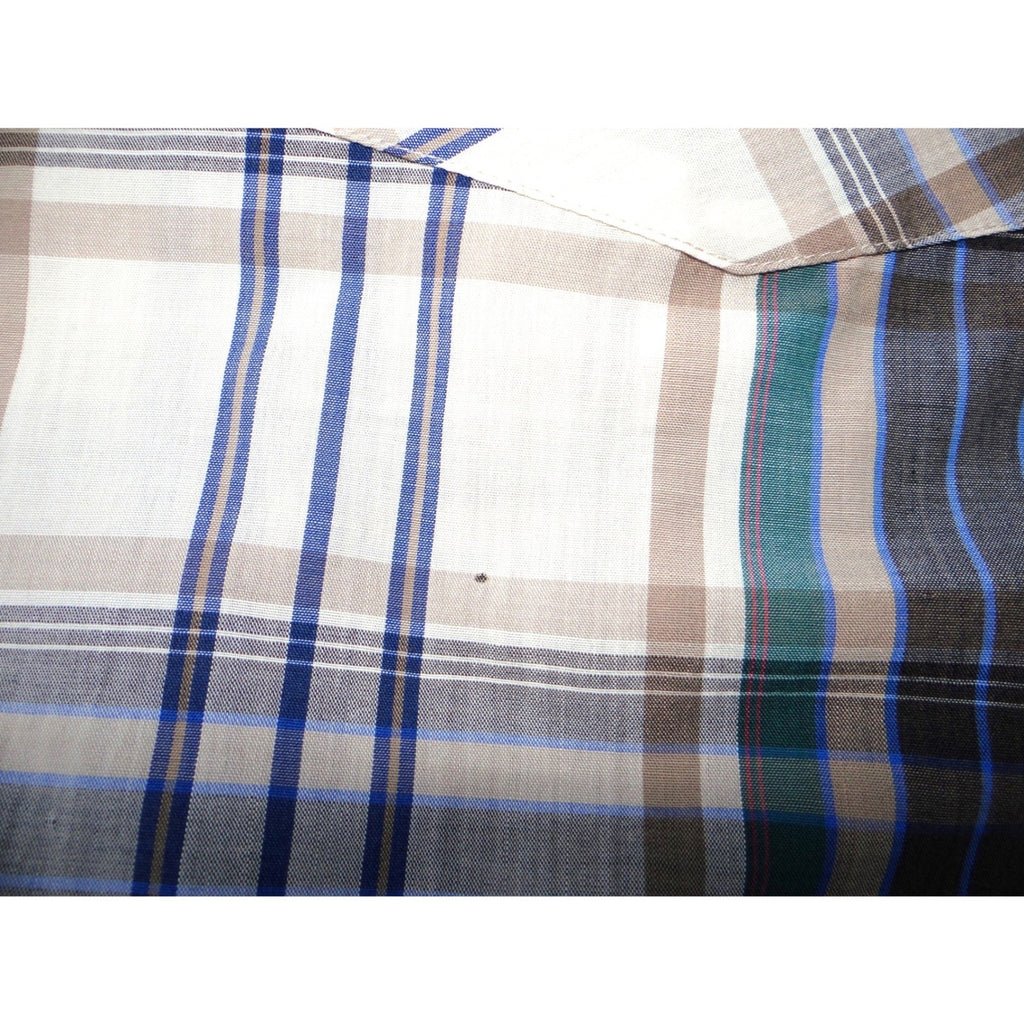 ELY PLAINS Mens Plaid Western Shirt Short Sleeve Pearl Snap Size M