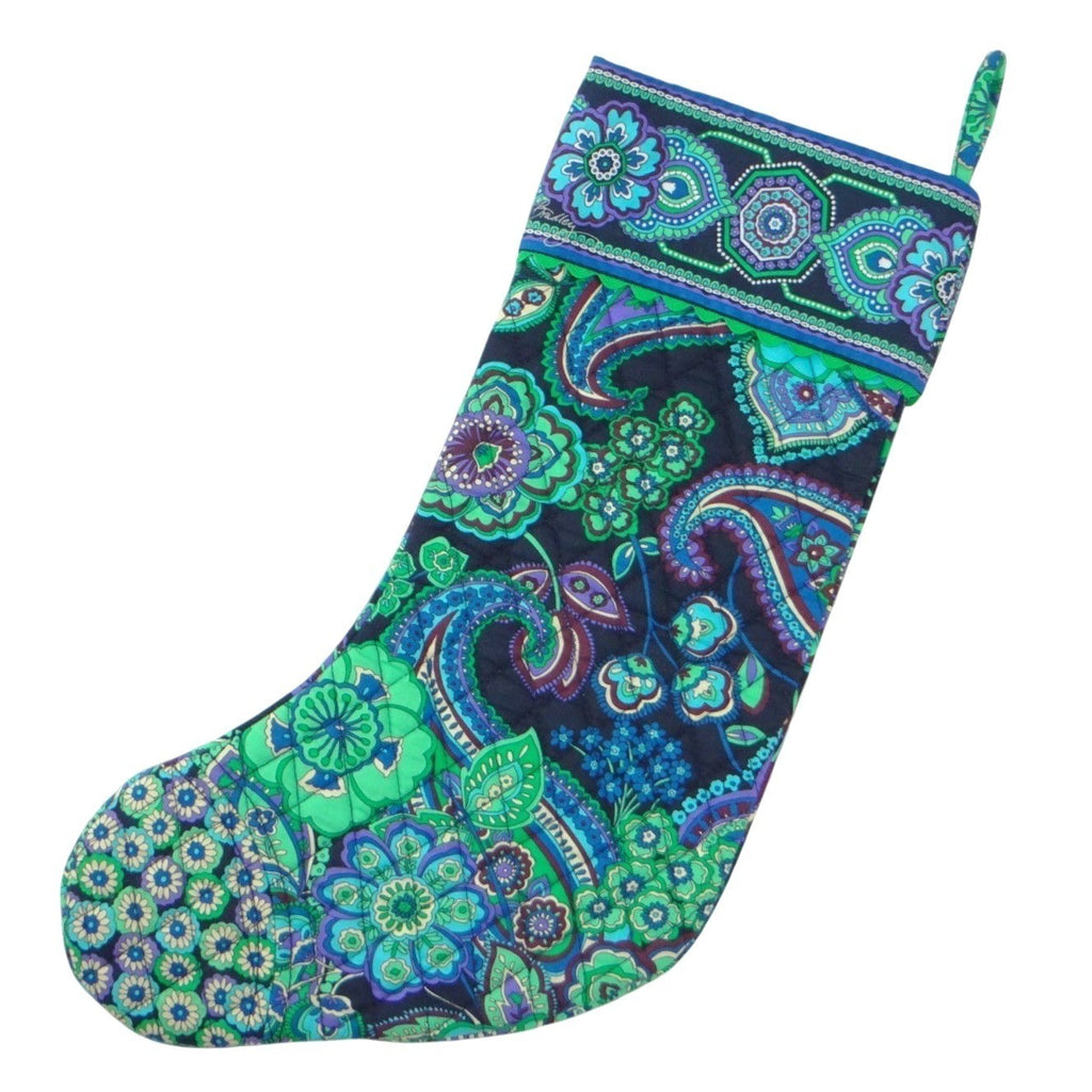 Vera Bradley Quilted Christmas Stocking Provencal Blue Green Purple Paisley