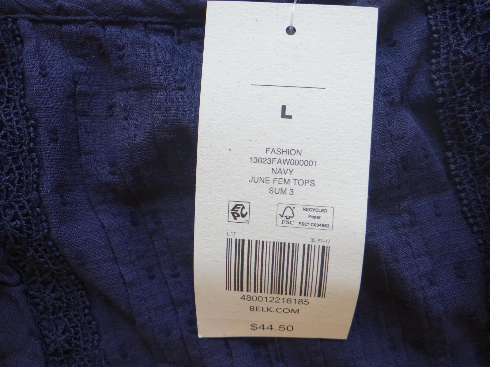 True Craft Navy Blue Frill Crop Top - Size L